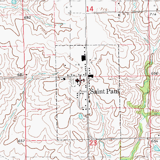 Topographic Map of Saint James Parish, IA