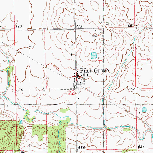 Topographic Map of Pilot Grove Post Office, IA