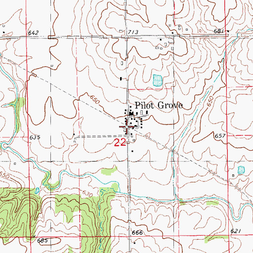 Topographic Map of Pilot Grove (historical), IA