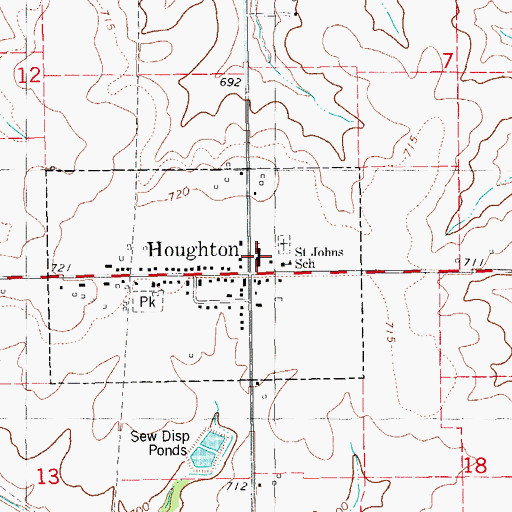 Topographic Map of Saint John's Church, IA