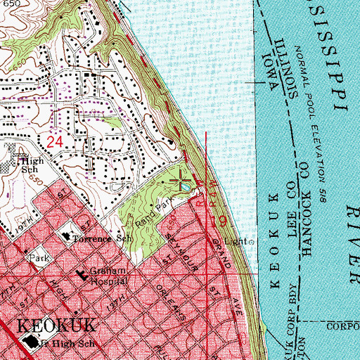 Topographic Map of Chief Keokuk Memorial Historical Marker, IA