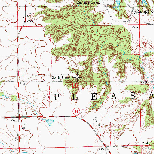 Topographic Map of Abram Clark Historical Marker, IA