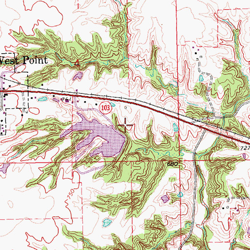 Topographic Map of Pollmiller Park Trail, IA