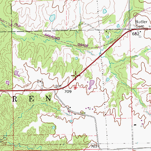 Topographic Map of Reid Farm Cemetery, IA