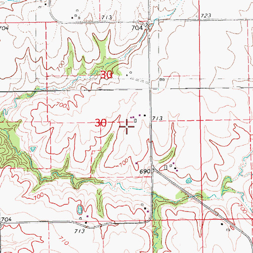 Topographic Map of Creel Cemetery, IA