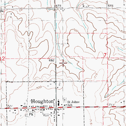 Topographic Map of Saint John Cemetery, IA