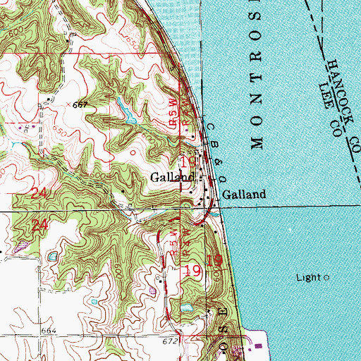 Topographic Map of Galland Cemetery, IA