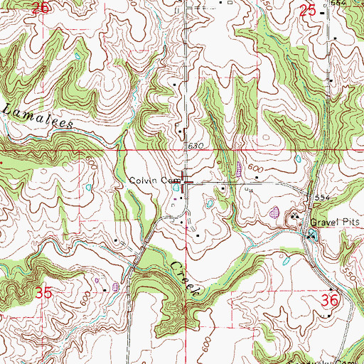 Topographic Map of Colvin Cemetery, IA