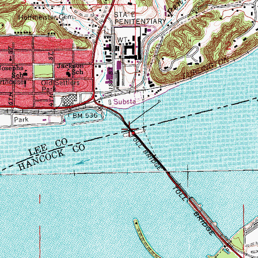 Topographic Map of Fort Madison Bridge, IA