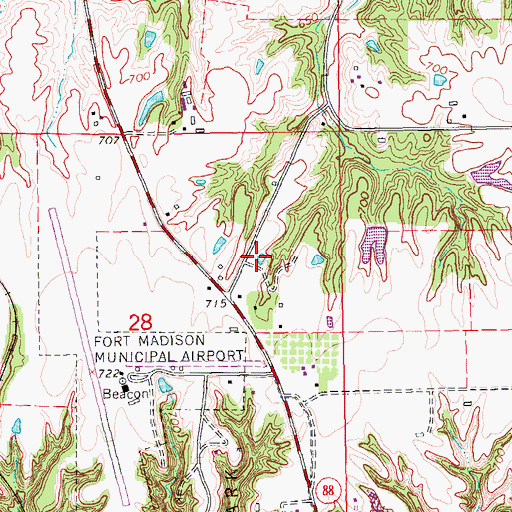 Topographic Map of John Box Grounds Cemetery, IA
