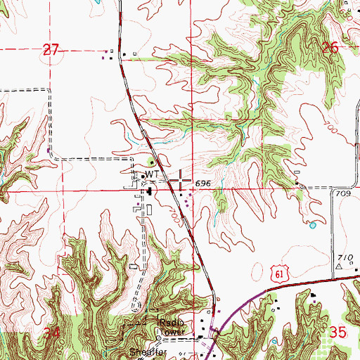 Topographic Map of Burton Farm Grounds Cemetery, IA