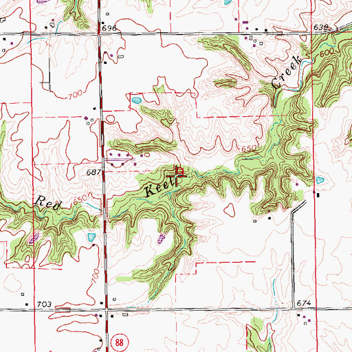 Topographic Map of Mothershed Cemetery, IA