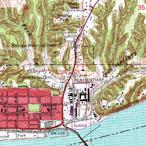 Topographic Map of Iowa State Prison Cemetery, IA