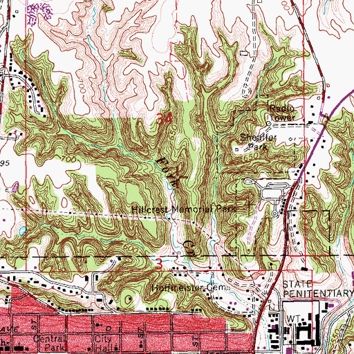 Topographic Map of Cherry Hill Cemetery, IA