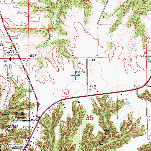 Topographic Map of Slack Cemetery, IA