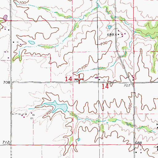 Topographic Map of Cook Cemetery, IA