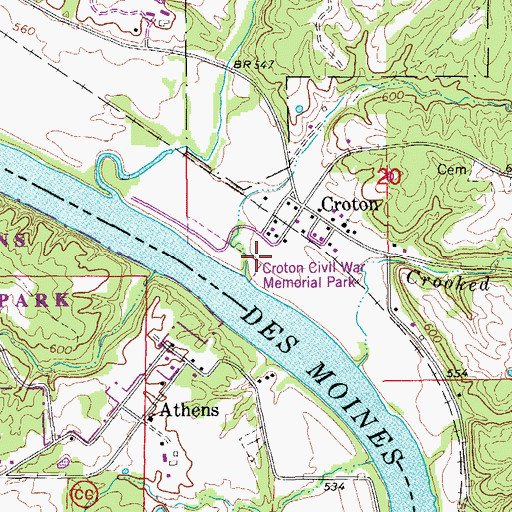 Topographic Map of Croton Civil War Memorial Park, IA