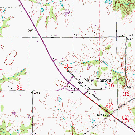 Topographic Map of New Boston Cemetery, IA
