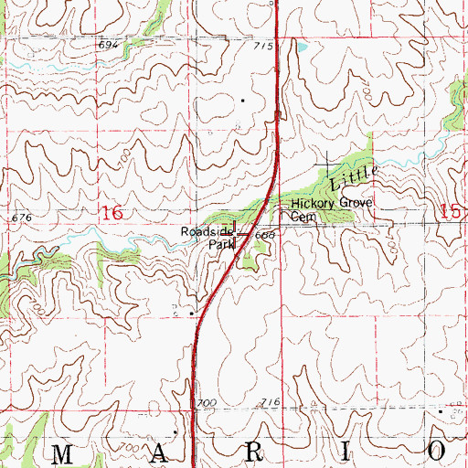 Topographic Map of Hickory Grove Rest Area, IA