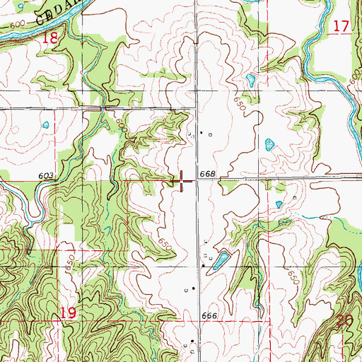 Topographic Map of Hoaglan Woods Recreation Area, IA