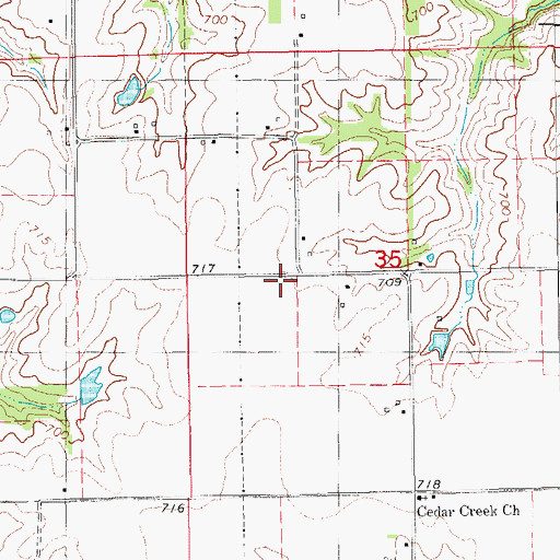 Topographic Map of Denova Post Office (historical), IA