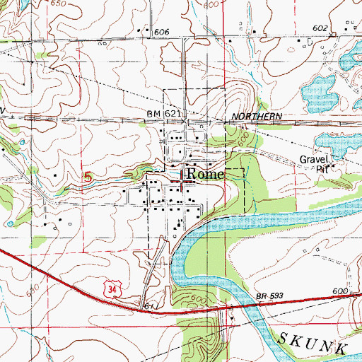 Topographic Map of Rome Post Office (historical), IA