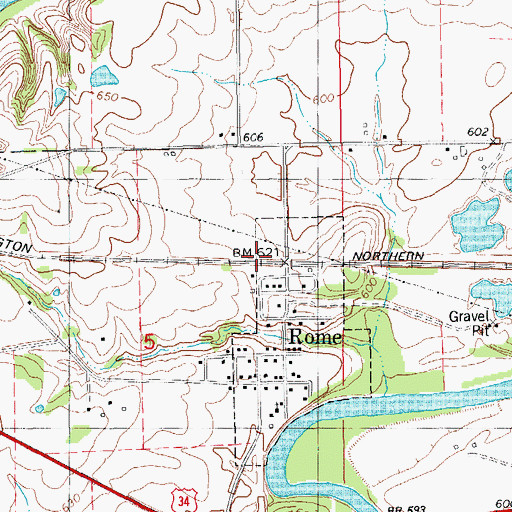 Topographic Map of Rome, IA