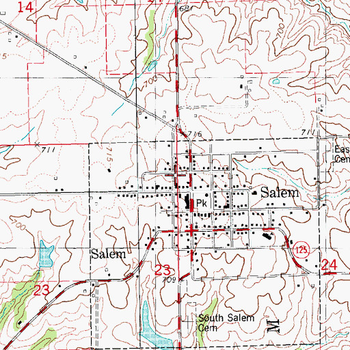 Topographic Map of Salem (historical), IA