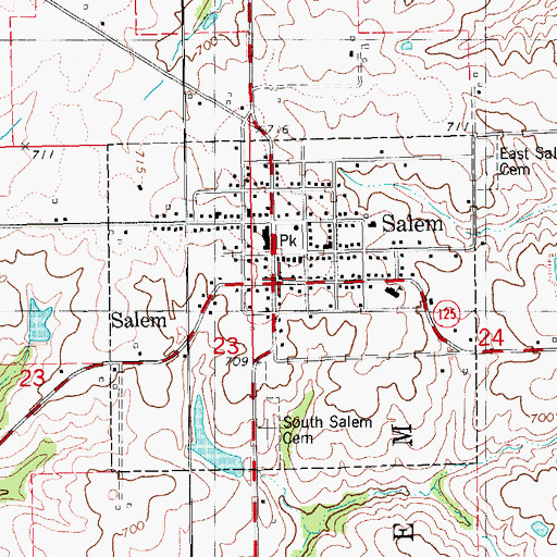 Topographic Map of Salem Friends Church, IA