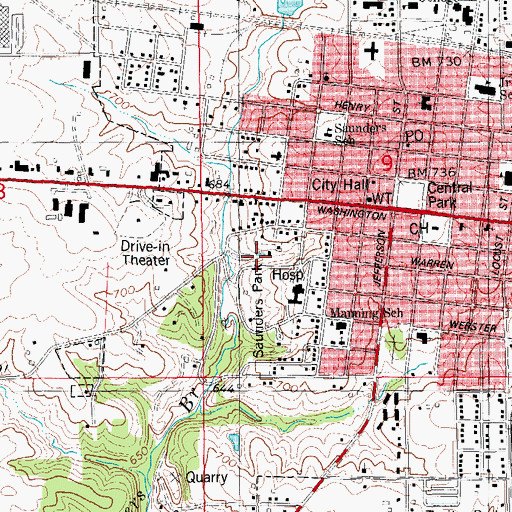 Topographic Map of Park Place Long Term Care Unit, IA