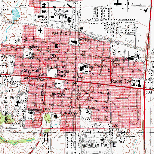 Topographic Map of Mount Pleasant Chiropractic Center, IA