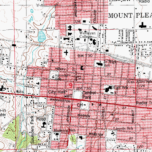 Topographic Map of Christian Science Society, IA