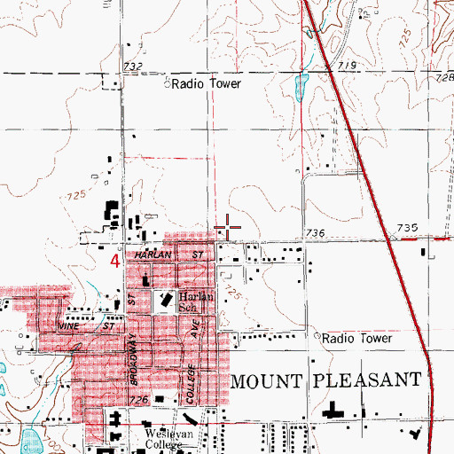 Topographic Map of Lincoln Street Baptist Church, IA