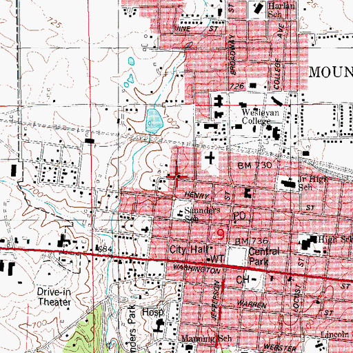 Topographic Map of Second Baptist Church, IA