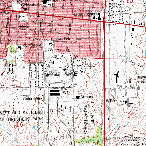 Topographic Map of First Presbyterian Church, IA