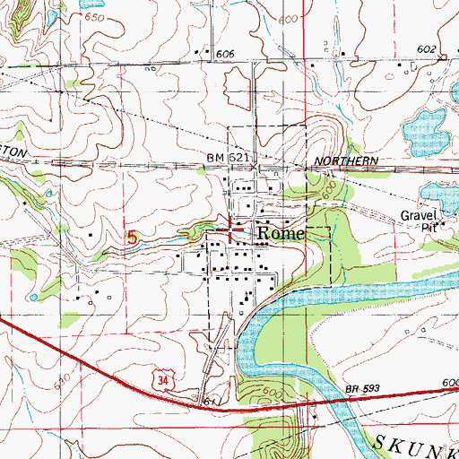 Topographic Map of Rome Baptist Church, IA