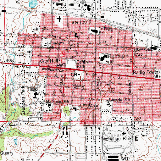 Topographic Map of Henry County Sheriff's Office, IA