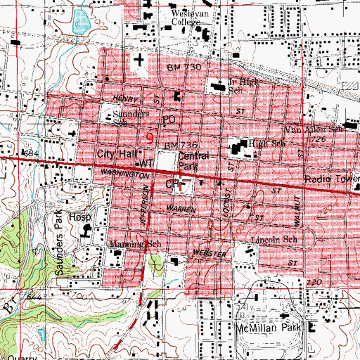 Topographic Map of Henry County Courthouse, IA