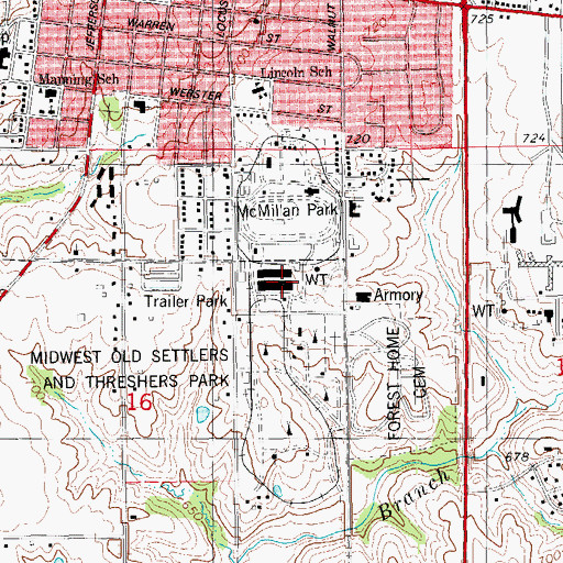 Topographic Map of Theatre Museum of Repertoire Americana, IA
