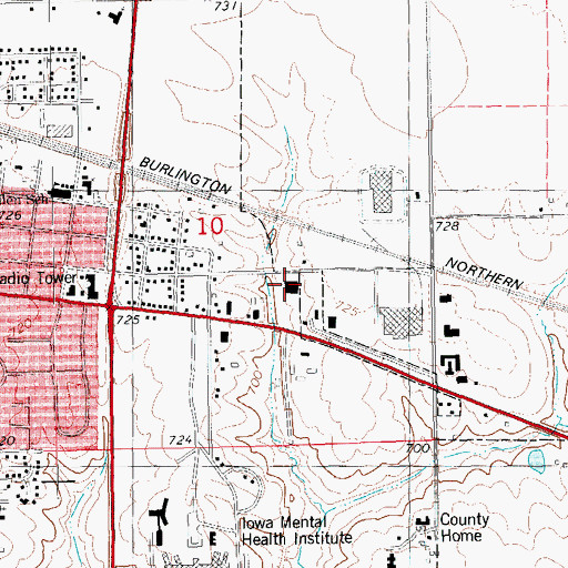 Topographic Map of Mount Pleasant Christian School, IA