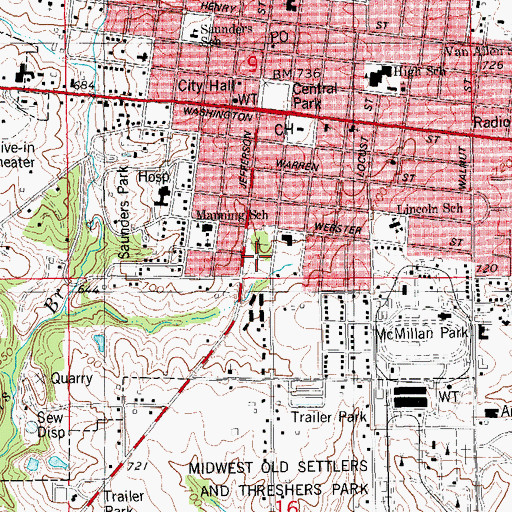 Topographic Map of Mount Pleasant Cemetery, IA