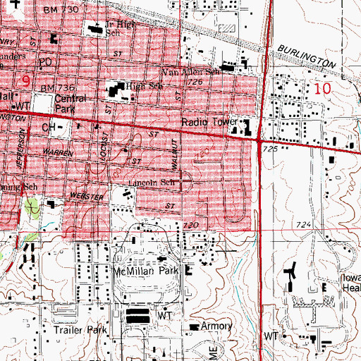 Topographic Map of Sheaffer Park, IA