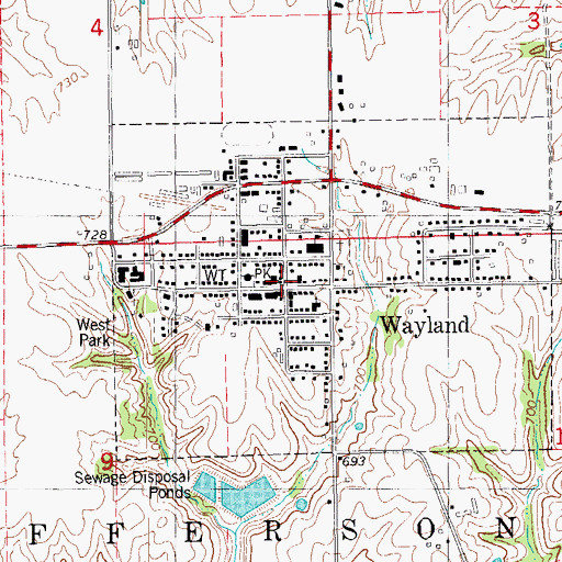 Topographic Map of Wayland Mennonite Church, IA