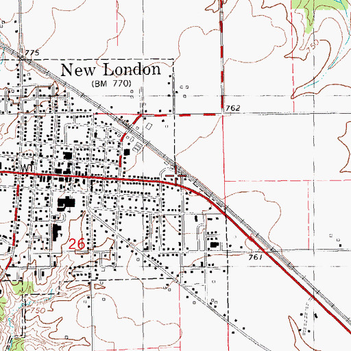 Topographic Map of New London City Police Department, IA