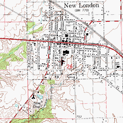 Topographic Map of Clark Elementary School, IA