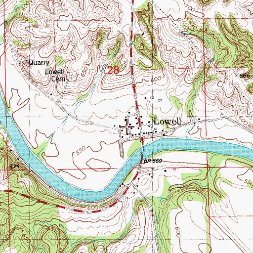 Topographic Map of Lowell First Baptist Church, IA