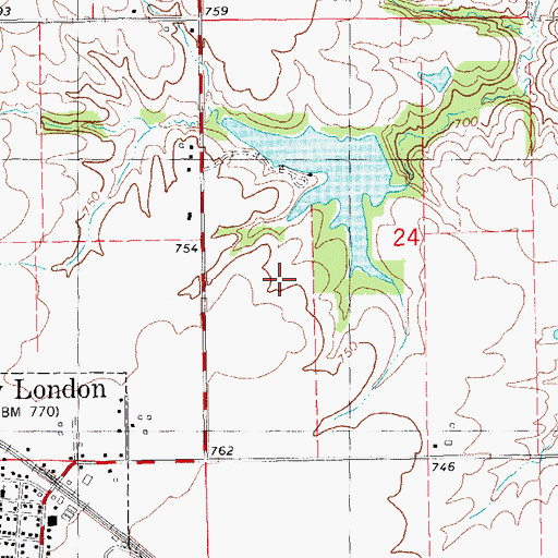 Topographic Map of New London Country Club, IA