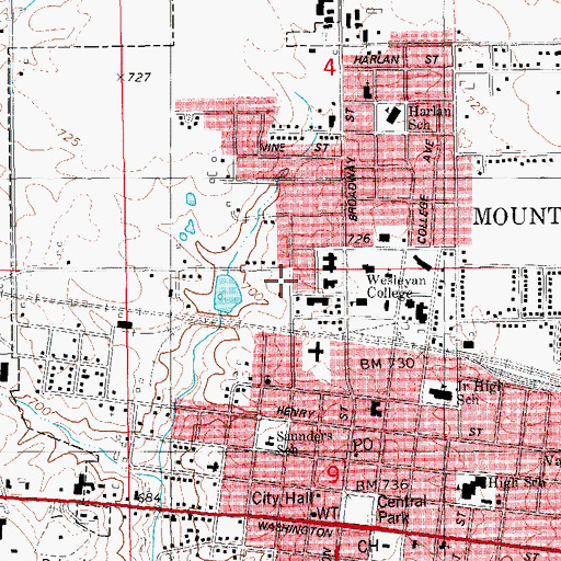 Topographic Map of Hershey Hall, IA