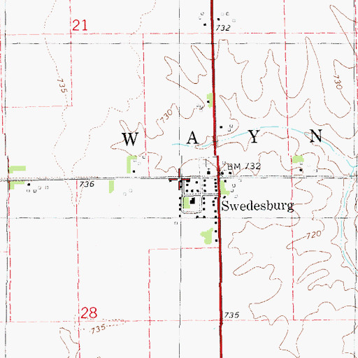 Topographic Map of Swedesburg Evangelical Lutheran Church, IA