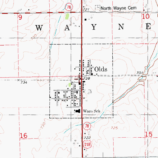 Topographic Map of Olds (historical), IA